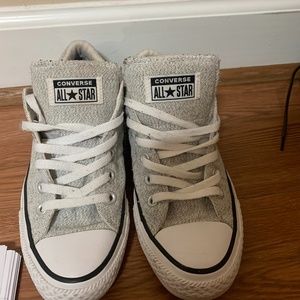 Gray and white converse